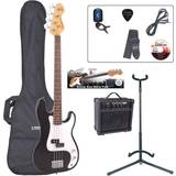 String Instruments Encore EBP-E4 Bass Guitar Pack, Black
