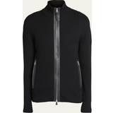 Moncler Cardigans Moncler Wool and leather-trimmed cardigan black
