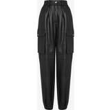 Moschino Trousers Moschino Womens Black Patch-pocket Tapered-leg Mid-rise Leather Trousers