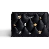 Cotton Card Cases Zadig & Voltaire Noir Charm-detail Quilted-leather Pass Card Holder 1