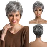 Emmor grey human hair wigs for pixie cut wig daily