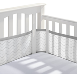 Grey Bumpers Kid's Room BreathableBaby Mesh Liner for Cribs, 4-Sides, Classic 3mm Chevron