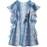 Chloé Girl's Gradient Ruffle Trim Dress - Blue White