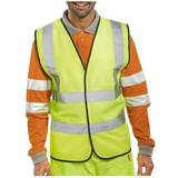 Men Work Vests Click Seen Waistcoat Hi-Vis Polyester Yellow