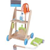 Wooden Toys Cleaning Toys Lelin 11PC Wooden Toy Cart Trolley Pretend Play Set for Kids