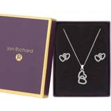Jewellery Sets on sale Jon Richard Rhodium Plated Cubic Zirconia Heart Pendant Set Gift Boxed