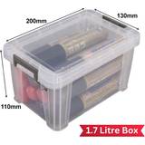 Silver Storage Boxes Whitefurze 1.7L Stackable Office Container Lock Lid Storage Box