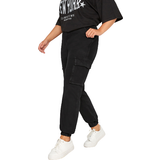 Women Jeans Yours Curve Washed Cargo Jeans Plus Size - Black