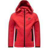 S Tops Children's Clothing Nike Older Boy's Sportswear Tech Fleece Hoodie - Light University Red Heather/Black/Black