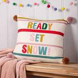 Scatter Cushions Furn Pom Poms Ready Complete Decoration Pillows Green