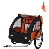 Bicycle Carts & Tandem Bike Trailers Homcom Reiten Kids Steel Frame 2-Seater Bicycle Trailer Orange/Black