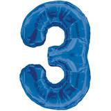 Number Balloons Unique 3 Blue 34" Numeral Balloon