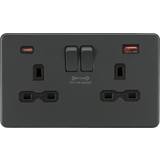 Electrical Outlets Knightsbridge 13A 2G DP switched socket with dual USB charger A C FASTCHARGE Anthracite