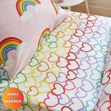 Sheets Kid's Room Catherine Lansfield Kids Rainbow Hearts Cosy Fleece Fitted Sheet
