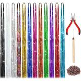 Blue Extensions & Wigs Hair Tools Inches Extension Tinsel with 12 Strands Tinsel Kit