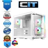 White Computer Cases CiT Pro Android X Gaming Cube White Case Infinity ARGB Tempered