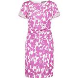 Leaf Print Short Sleeve Dress - Pink