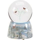 White Globes Roman Frosted White Winter Cardinals Musical 5 Globe