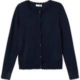 Buttons Cardigans Children's Clothing Name It Kid's Long Sleeved Knitted Cardigans - Dark Sapphire