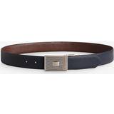 Silk Belts Ted Baker Mens Navy Aydon Logo-buckle Leather Belt