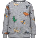 Elastane Sweatshirts Name It Mini Boys Dino Sweat Grey Melange, Grey, 2-3 Years