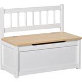 White Storage Benches Kid's Room Homcom 2 in 1 Wooden Toy Box