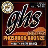 Bronze Strings GHS Strings Thin Core Phosphor Bronze Acoustic String Set Light 012-052 Tcb-L Set