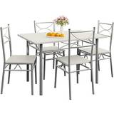 White Dining Sets Casaria Compact Modern Dining Set 70x110cm 5pcs