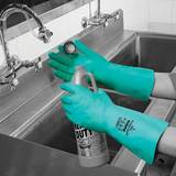 Green Work Gloves Polyco Nitri-Tech III Nitrile Synthetic Rubber Glove Green