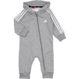 Zipper Jumpsuits Children's Clothing adidas Infant Essentials 3-Stripes French Terry Bodysuit - Medium Grey Heather/White