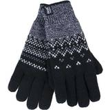 Black - Women Mittens Heat Holders WoMens Nordic Fleece Lined Thermal Gloves Black