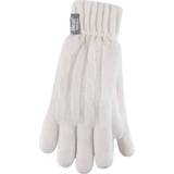 White - Women Mittens Heat Holders Ladies Fleece Lined Cable Knit 2.3 Tog Thermal Gloves