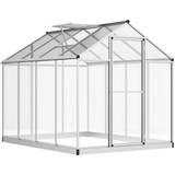 Freestanding Greenhouses OutSunny Walk-In Greenhouse 8x6ft Aluminum Polycarbonate