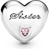 Pandora Sister Heart Charm - Silver/Pink