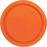 Disposable Plates Unique Party 20 Orange Round 7" Paper Plates