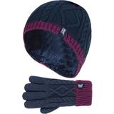Girls Beanies Heat Holders Navy, 11-14 Years Girls Cable Knit Warm Gloves