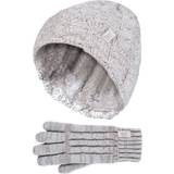 Girls Beanies Heat Holders Grey, 7-10 Years Girls Cable Knit Warm Gloves