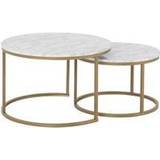 White Coffee Tables SECONIQUE Dallas Marble/Gold Coffee Table 74cm 2pcs