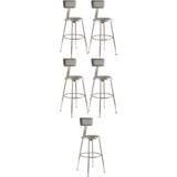 Grey Stools & Benches National Public Seating Adjustable Vinyl-Padded Task Stool, Gray Seat/Gray Frame, Quantity: 5