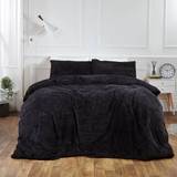 Bed Linen Brentfords Teddy Fleece Duvet Cover Black (198x198cm)