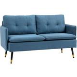 Linen Furniture Homcom Button Tufted Dark Blue Sofa 139cm 2 Seater