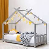 CrazyPriceBeds Grey Canopy Wooden House Frame Single 3ft