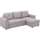 Polyester Furniture Homcom Linen-Look Grey Sofa 232cm 3 Seater