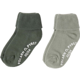 Polarn O. Pyret Plain Socks With Non-Slip Nubs 2-pack - Ggreen/Blue