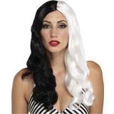 Vampires Long Wigs Fancy Dress Horror-Shop Sinestress Lockenperücke Schwarz/Weiß Halloween Perücke