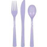 Disposable Cutlery Unique Party 39486 39486-Lavender Plastic Cutlery Set for 6 Guests 18 Pieces Lavender, Pack of 18