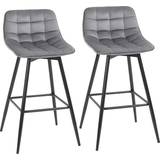 Polyester Bar Stools Homcom Set of 2 Dining Chairs Bar Stool 88cm 2pcs