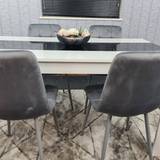 Grey Dining Tables Kosy Koala Kitchen Tufted Chairs Dining Table 140x80cm 4pcs