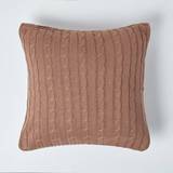 Homescapes Chocolate Cotton Cable Knit Duck Cushion Cover Brown