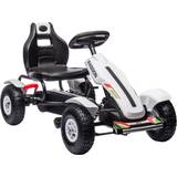 Rubber Tyres Pedal Cars Homcom Children Pedal Go Kart w/ Adjustable Seat, Inflatable Tyres White